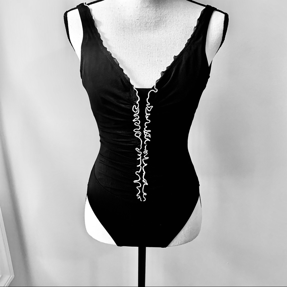 Profile by Gottex black Ruffle 1pc swimsuit 8